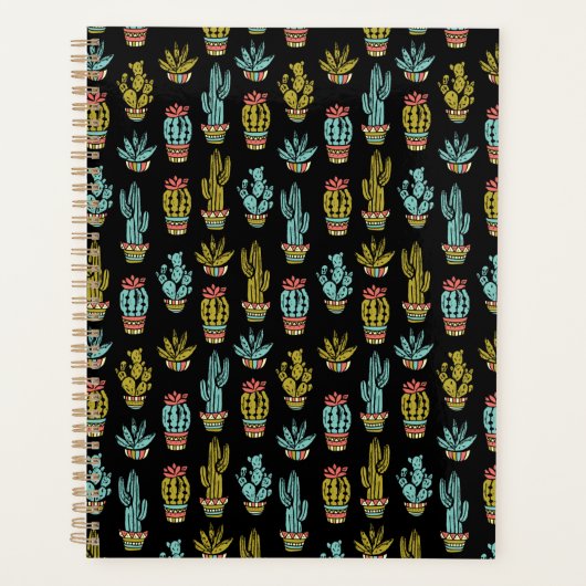 Dark Grunge Cactus Pattern Planner (Voorkant)