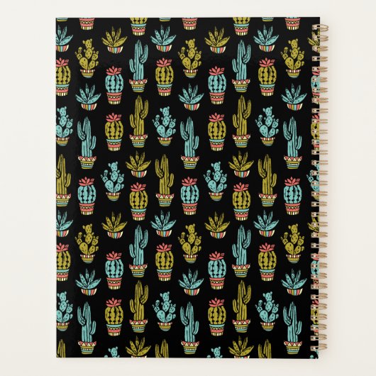Dark Grunge Cactus Pattern Planner (Achterkant)