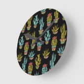 Dark Grunge Cactus Pattern Ronde Klok (Hoek)