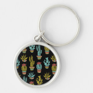 Dark Grunge Cactus Pattern Sleutelhanger