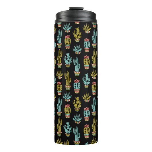 Dark Grunge Cactus Pattern Thermosbeker (Voorkant)