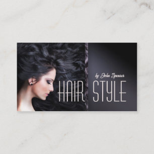 Dark Hair Woman Haircut Stylist Card Visitekaartje