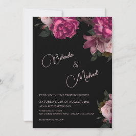 Dark Hand Drawn Roses Photo Wedding Kaart