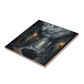 Dark Haunted fantasy Corridor with Moonlit Sky Tegeltje (Zijkant)