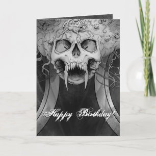 Dark Heavy Metal Death Skull Graveyard Birthday Kaart