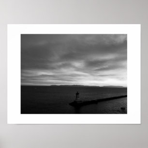 Dark Horizon Sunset Zwart-wit Fotografie Poster