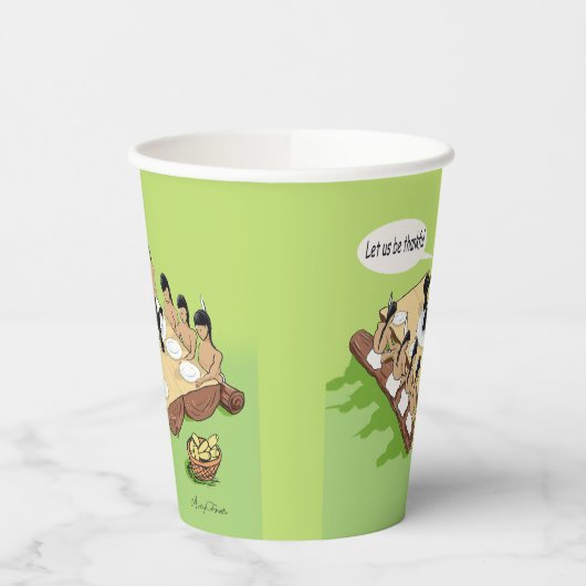 Dark Humor Native Amerikaanse Thanksgiving Cartoon Papieren Bekers (Links)