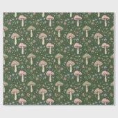 Dark Hunter Green Moody Fungi Seamless Pattern Cadeaupapier (Vlak)