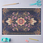 Dark Indian Folk Floral Demask Pattern Tissuepapier (Craft)