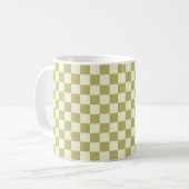 Dark Khaki en Beige Checkerboard Koffiemok (Voorkant links)