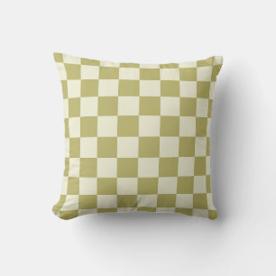 Dark Khaki en Beige Checkerboard Kussen