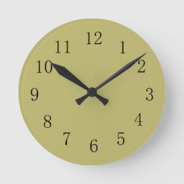 Dark Khaki Green Earth Color Wall Clock Ronde Klok