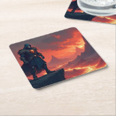 Dark Knight of Flame Vierkante Kartonnen Onderzetter (Schuin)