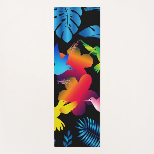 Dark Leafy Summer Tropical Hummingbird Yogamat (Voorkant)