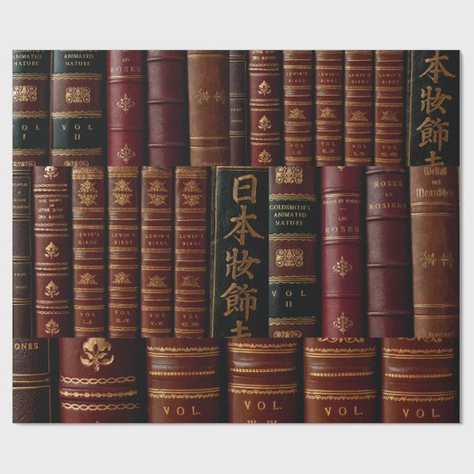 Dark Leather Book Spines Boekenliefhebbers Cadeaupapier (Vlak)