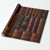 Dark Leather Book Spines Boekenliefhebbers Cadeaupapier (Uitgerold)