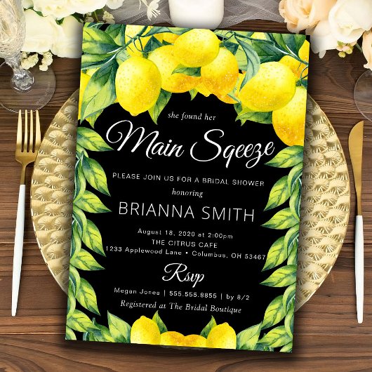 Dark Lemon Bridal Douche invitation principale pre