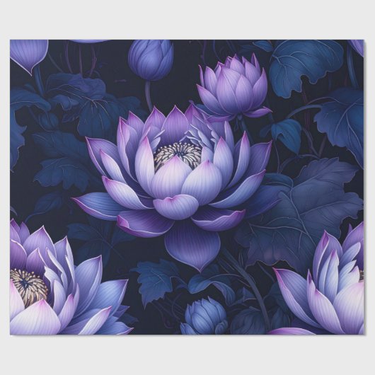 Dark Lotus Night Wrapping Paper Cadeaupapier (Vlak)