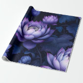 Dark Lotus Night Wrapping Paper Cadeaupapier (Uitgerold)