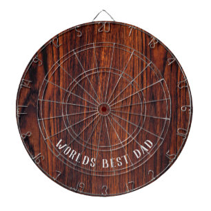 Dark Mahogany wood grain Wereld beste vader Dartbord