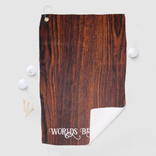 Dark Mahogany wood grain Wereld beste vader Golfhanddoek