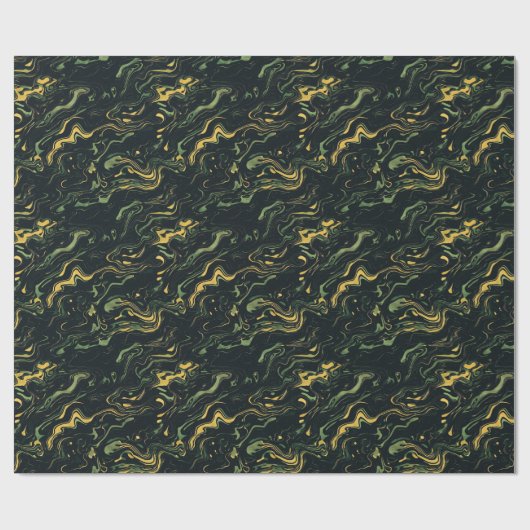 Dark Marble Swirl Wrapping Paper Cadeaupapier (Vlak)