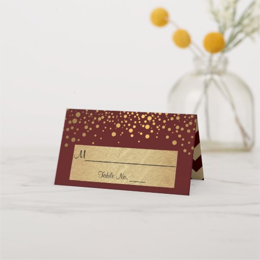Dark Maroon en Gold Chevron en Confetti Stippen 2 (Voorkant)