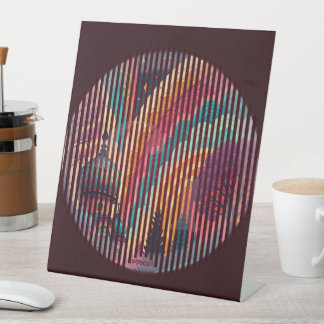 Dark Maroon Striped Pedestal Sign – Customizable Reclamebord Met Voetstuk