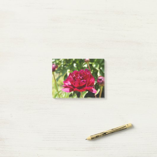 Dark Maroon velvet peonies Post-it® Notes (Op bureau)