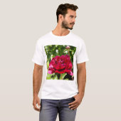 Dark Maroon velvet peonies T-shirt (Voorkant volledig)
