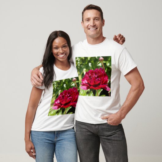 Dark Maroon velvet peonies T-shirt (Unisex)