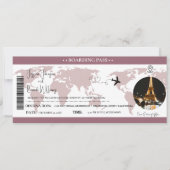 Dark Mauve Bruiloft uitnodiging Boarding pass tick (Voorkant)