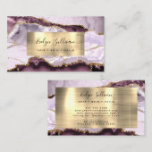 Dark Mauve Lilac et Gold Agate Carte de visite (Devant / Derrière)