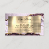Dark Mauve Lilac et Gold Agate Carte de visite (Dos)