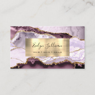 Dark Mauve Lilac et Gold Agate Carte de visite