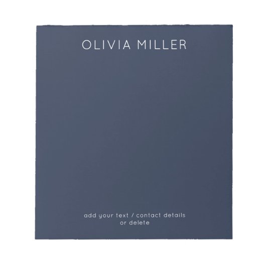Dark Midnight Blue Minimalist Notepad Notitieblok (Voorkant)