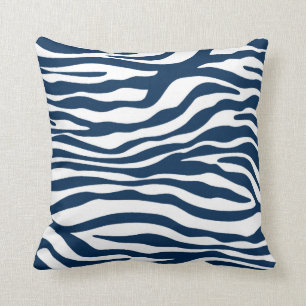Dark Midnight Blue Zebra Print Kussen