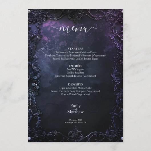 Dark Midnight Gothic Elegance Menu (Voorkant)