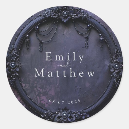 Dark Midnight Gothic Elegance Ronde Sticker (Voorkant)
