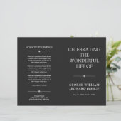 Dark Minimal Celebration of Life Begrafenisprogram (Staand voorkant)