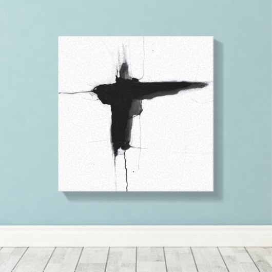 Dark Minimalist Abstract Expressionist Canvas Art (Insitu (Houten vloer))