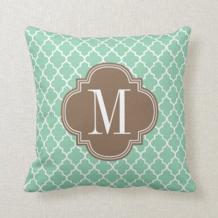 Dark Mint Moroccan Tiles Lattice Specialized Kussen