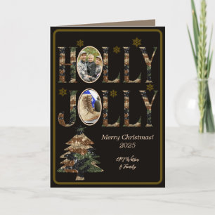 Dark Mocha Foto Camo Holly Jolly Merry Christmas Kaart