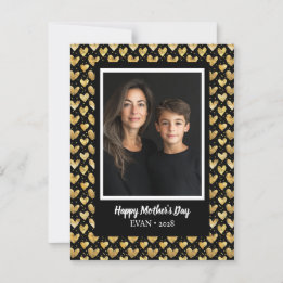 Dark Mode Faux Golden Folie Hearts Moederdag Briefkaart