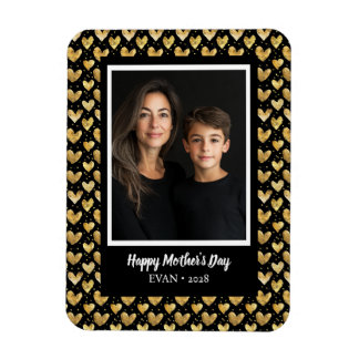 Dark Mode Faux Golden Folie Hearts Moederdag Magneet