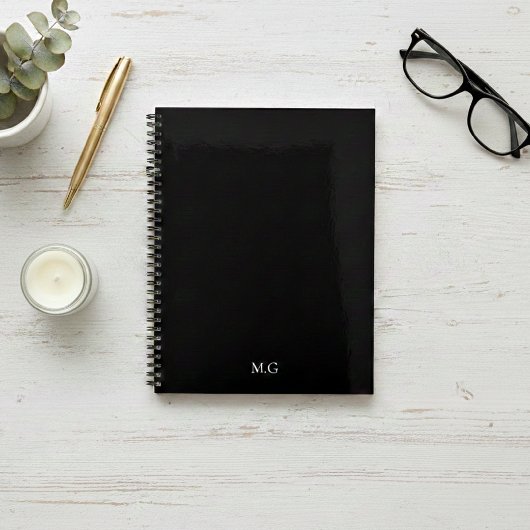 Dark Mode Stationary Glossy Black Agenda Initials