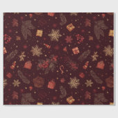 Dark Modern Elegant Holiday Patterns Pine Berry Cadeaupapier (Vlak)