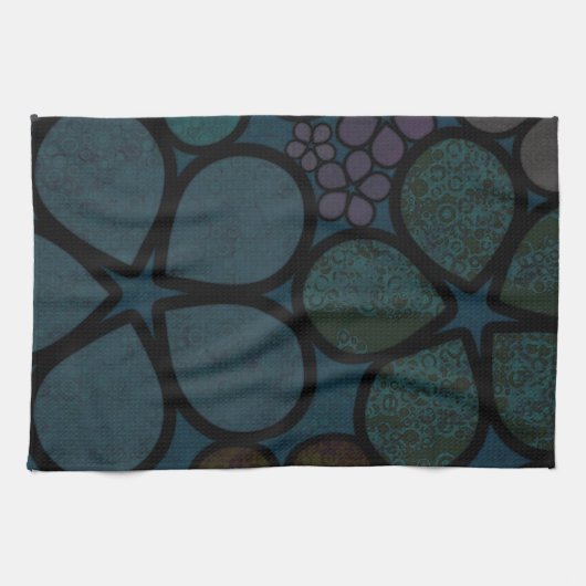 Dark Modern Floral Kitchen Towel Theedoek (Horizontaal)