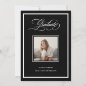 Dark Modern Frame | Photo and Elegant Script Grad Aankondiging (Voorkant)