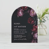 Dark Moody 3D Flowers Wedding Invitation (Debout devant)